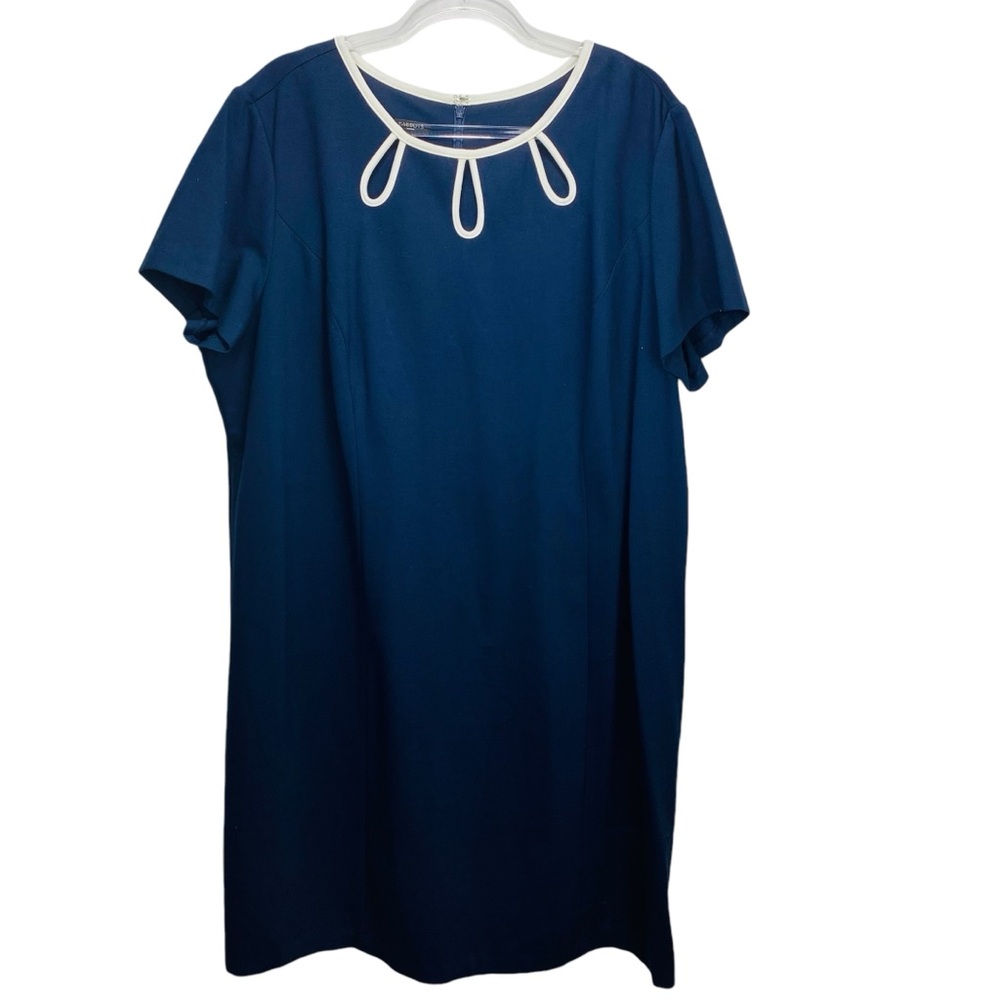 Talbots Sheath Dress‎ Woman 20W Navy Stretchy Zip Shorth Sleeve Party Cocktail